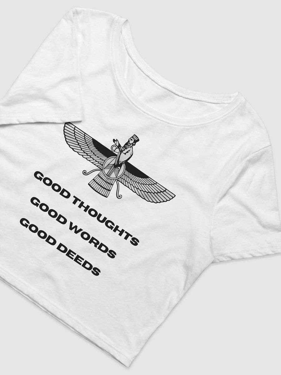 Faravahar Persian Design Crop Tee Good Thoughts Good Words Good Deeds product image (3)