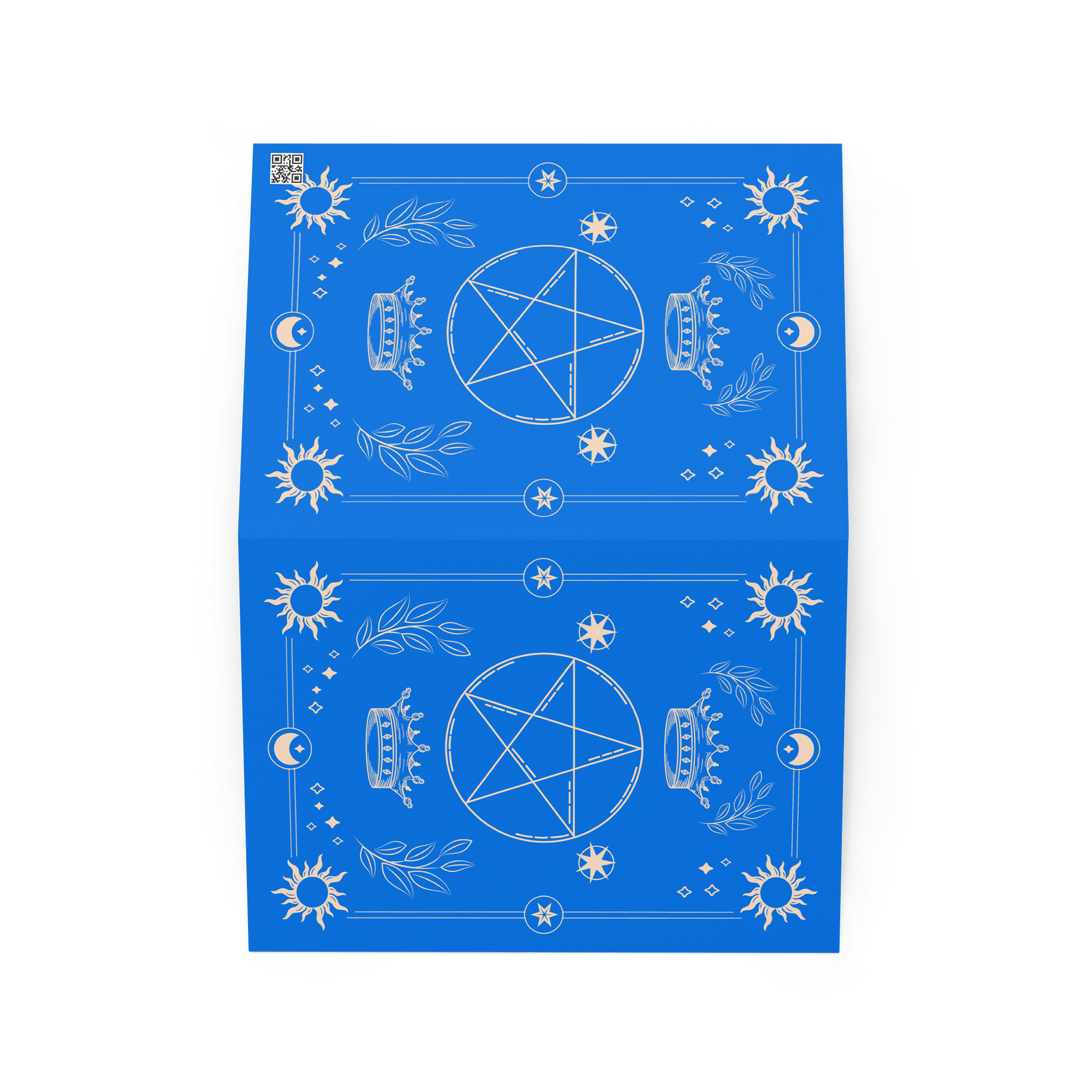 Crown and Pentagram Blue Tarot Card 5×7 Greeting Card product image (2)