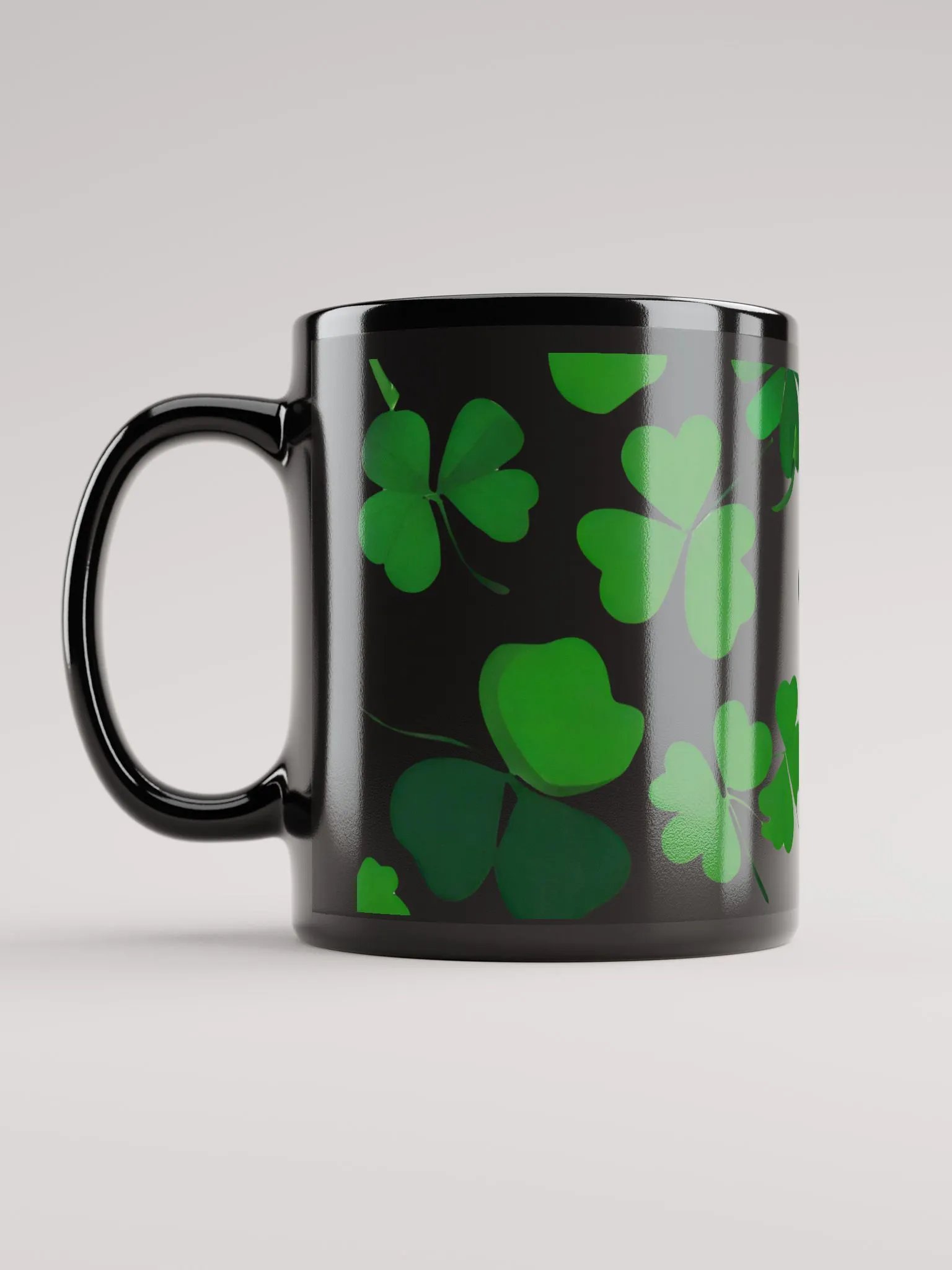 Clover Leaf Artistic Design Black Mug product image (12)