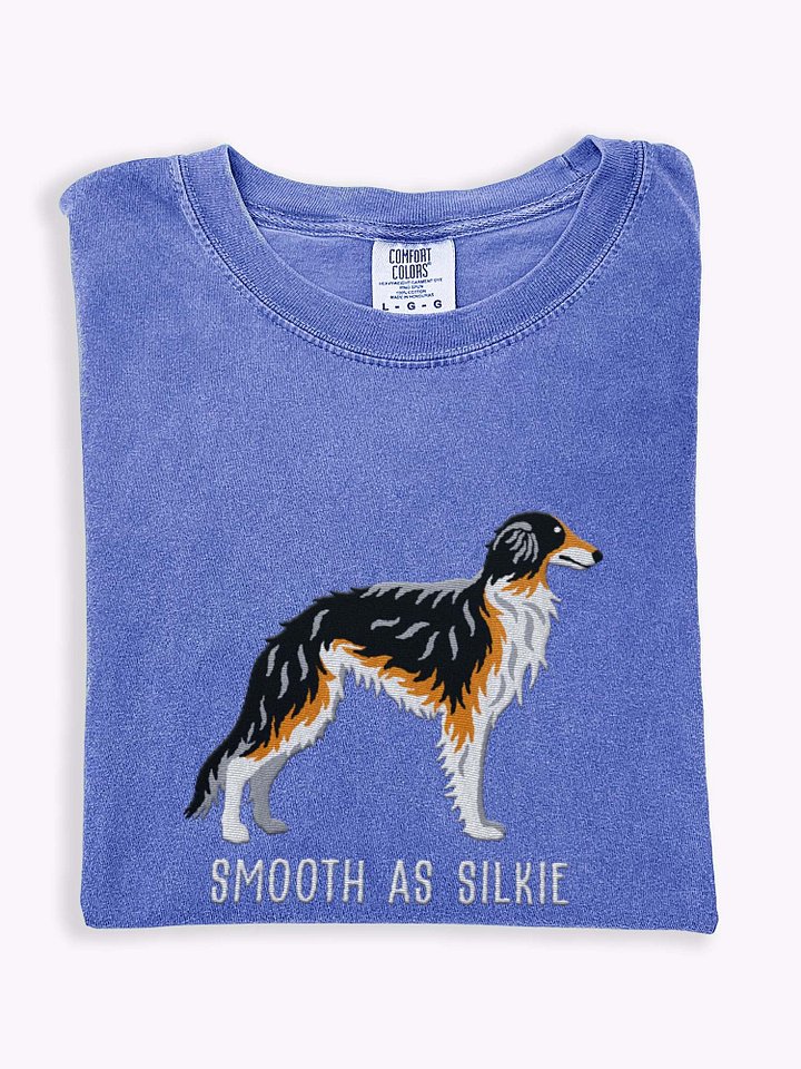 Smooth as Silkie T-Shirt(Embroidered) of a Silken Windhound(Tricolor) product image (1)