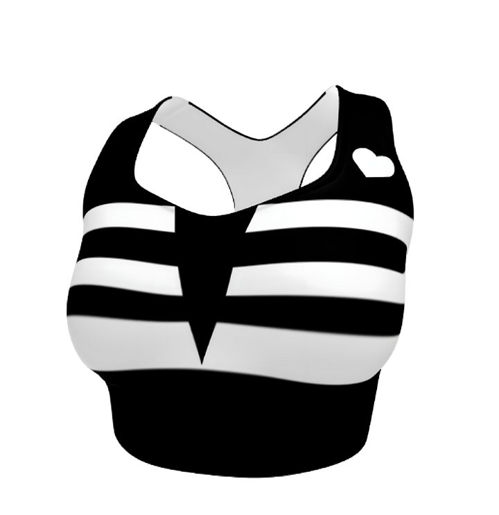 Black and White Stripes/All-Over Print Longline Sports Bra by Sublicolor product image (1)