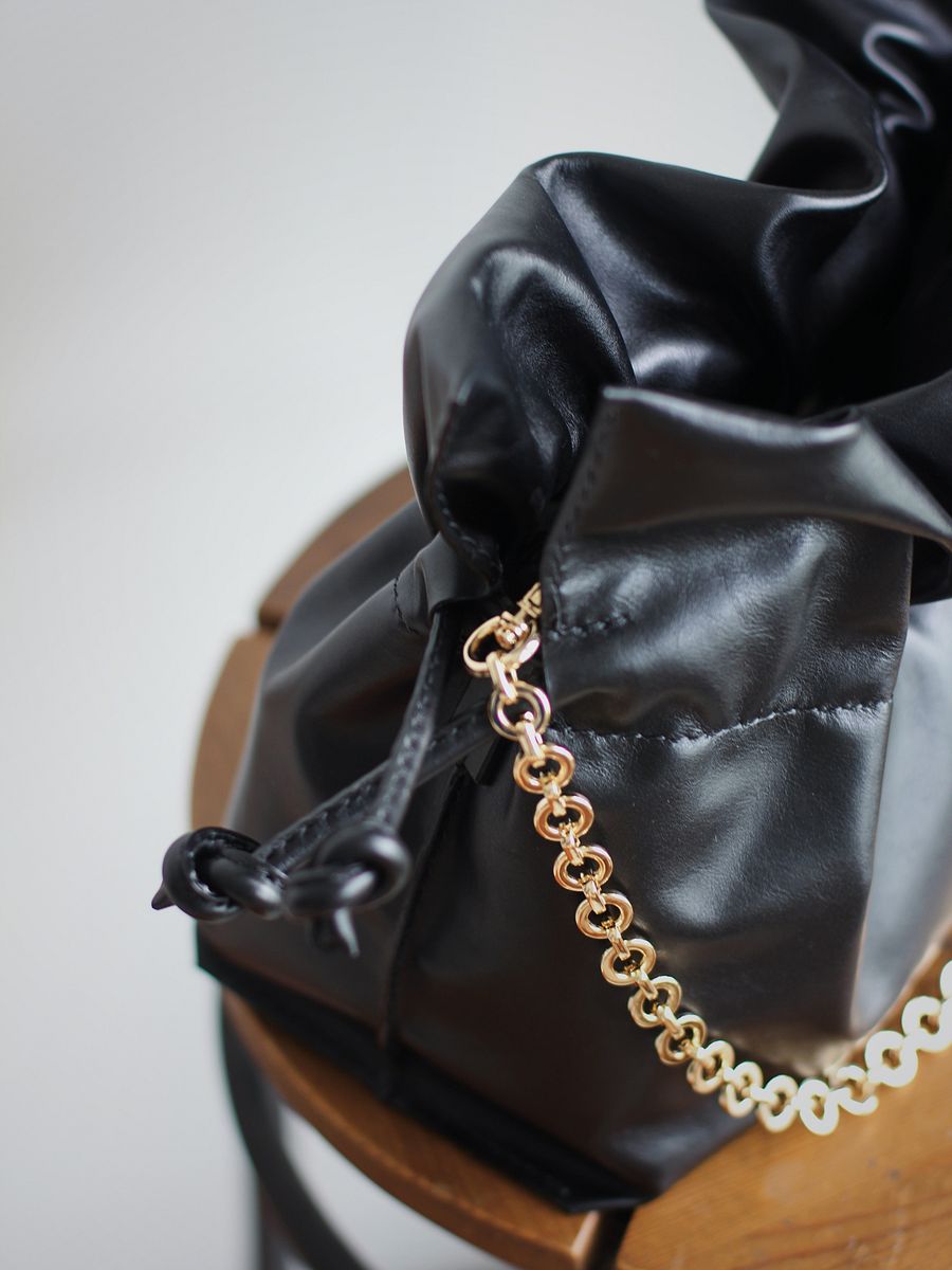 Sample Sale – Black Soft Leather Drawstring Clutch product image (11)