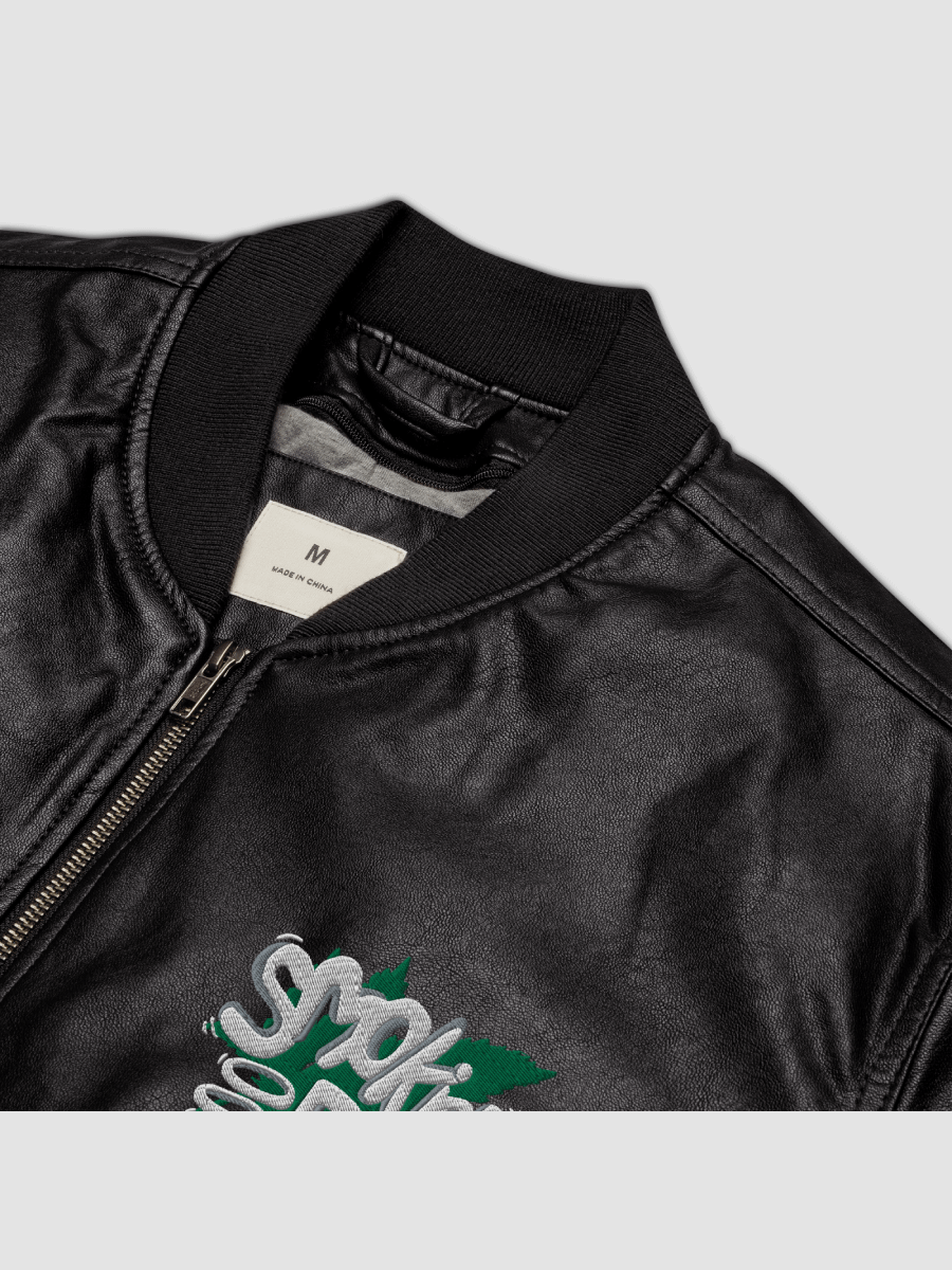 [Den] Faux Leather Bomber Jacket - Threadfast Apparel 395J -2 product image (8)