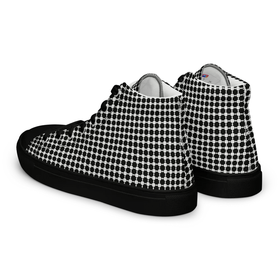 Abstract Black and White Chain Ladies Canvas Shoe High Tops product image (3)