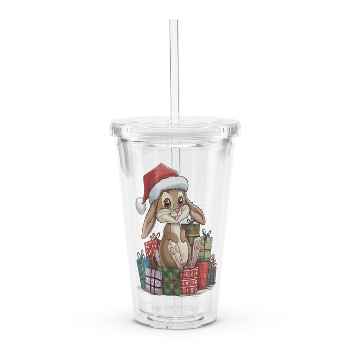 Santa Bunny Double Wall Clear Plastic Tumbler (16 oz) product image (1)