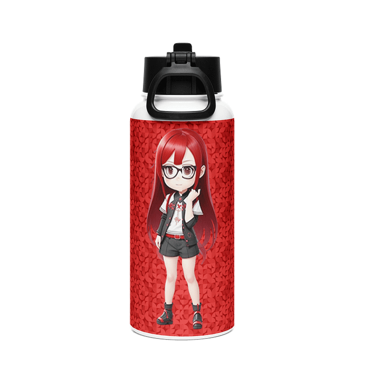 (RED CHIBI) K Stainless Steel Water Bottle with a Straw Lid product image (2)