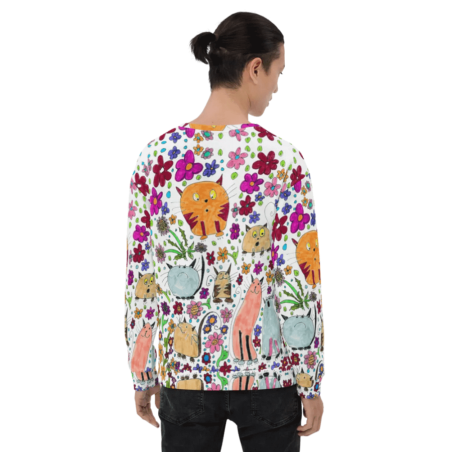 Abstract Floral Doodle Art Cats Unisex Sweatshirt product image (12)