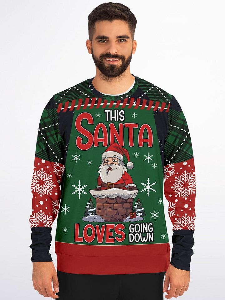 “This Santa Loves Going Down” Funny Christmas Sweatshirt | Chimney Holiday Jumper | Naughty Holiday Party Outfit | Unisex Humorous Xmas Gift product image (1)