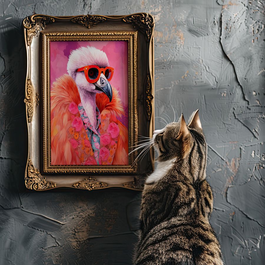 Anthropomorphic Flamingo in Orange Fur Funky Animal Portrait product image (15)