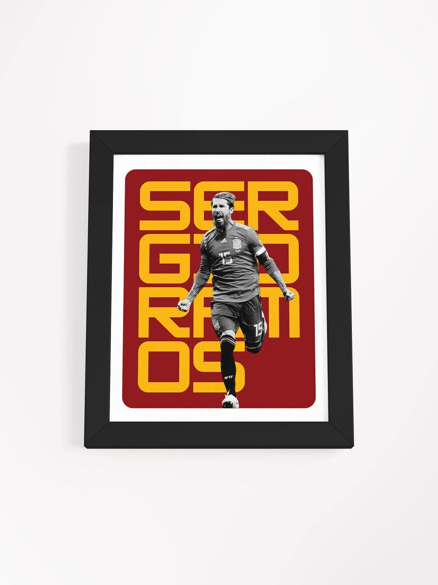 Sergio Ramos BW Spain Name Art Framed Print product image (3)
