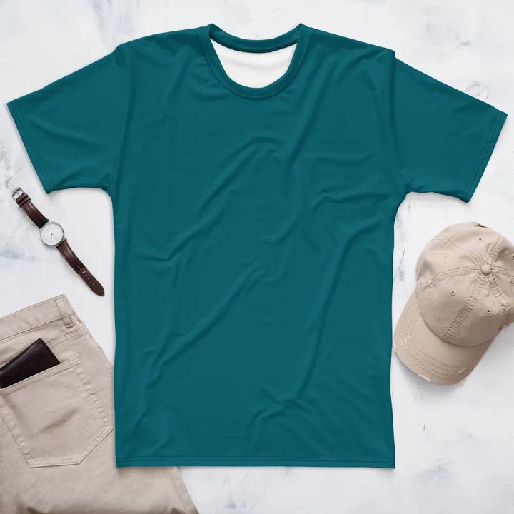 Plain Teal Blue True Summer Men's Crewneck Polyester Heavyweight Premium T-Shirt by Treasure Pie product image (1)