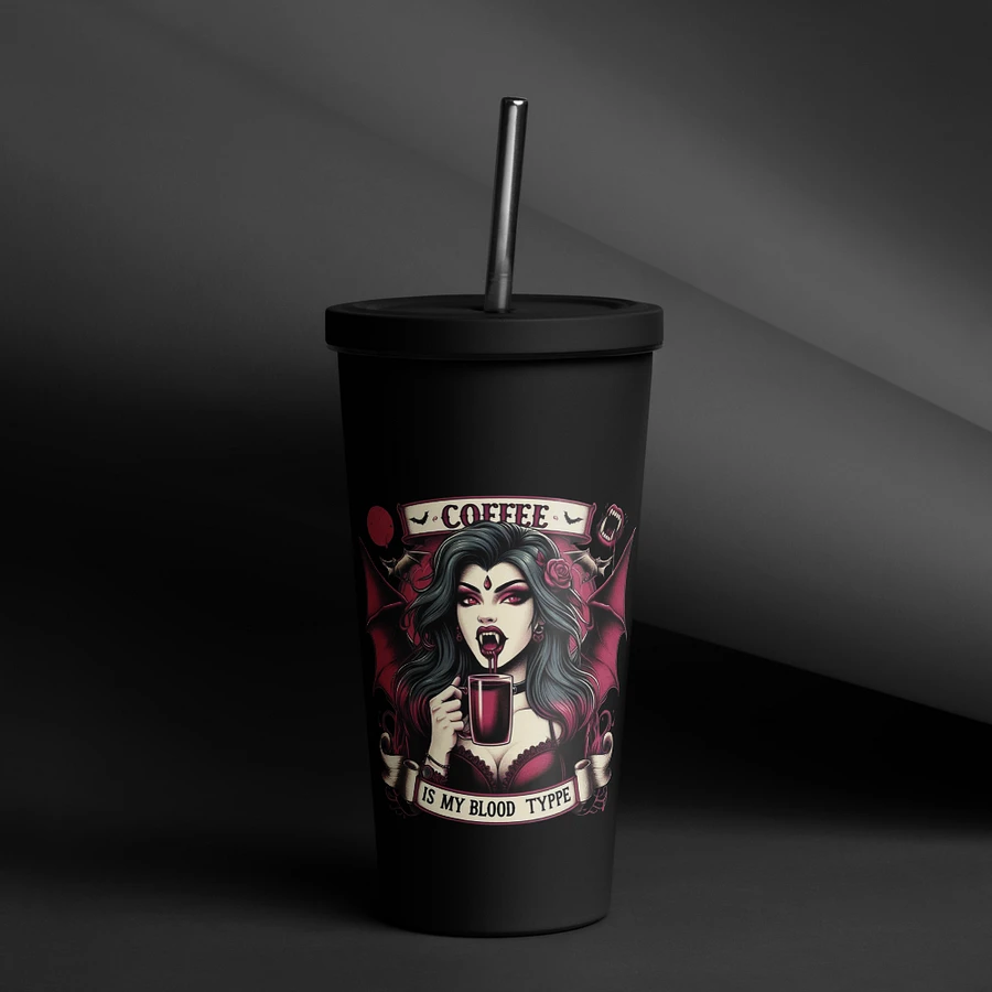 Coffee Is My Blood Type - Insulated Tumbler with a Straw product image (23)