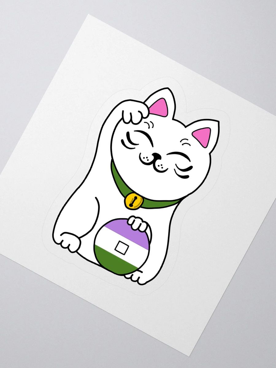 Maneki neko genderqueer pride sticker product image (6)