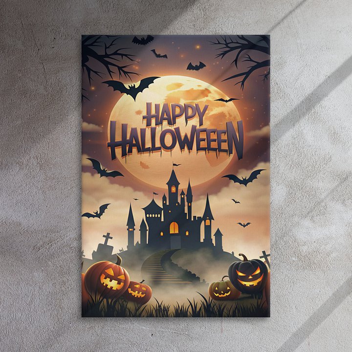 Happy Halloween Frameless Art Print | Vintage Style Halloween Poster product image (1)