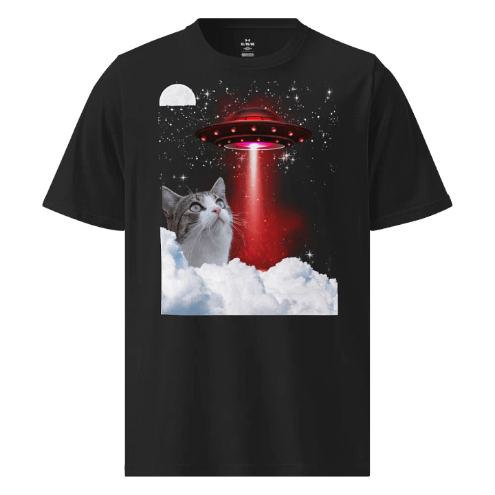 Whimsical UFO Cat Graphic T-Shirt product image (1)