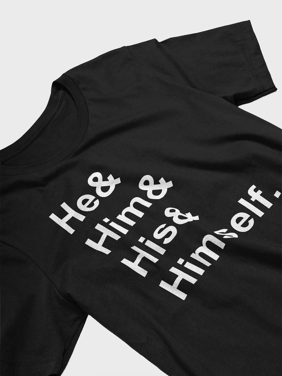 he/him (white) t-shirt product image (3)