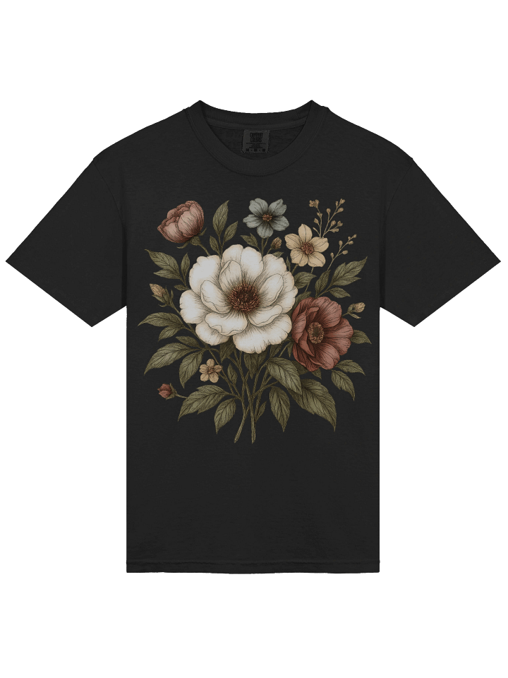 Vintage Botanical Floral T-Shirt for Women – Dark Aesthetic Garden Flower Graphic Tee product image (2)