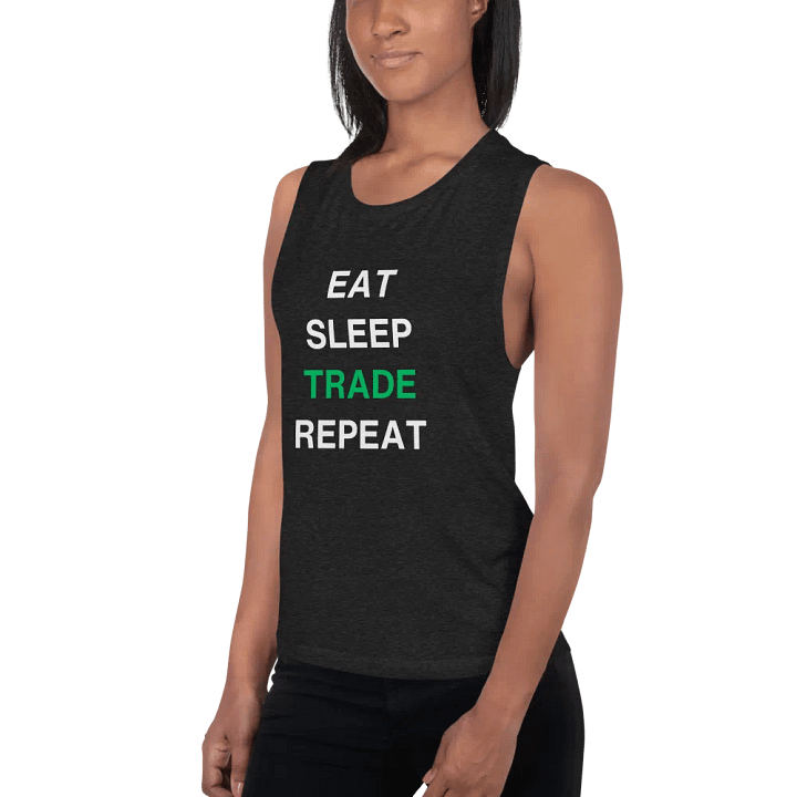Eat, Sleep, Trade, Repeat Flowy Muscle Tank - Embrace the Comfort product image (2)