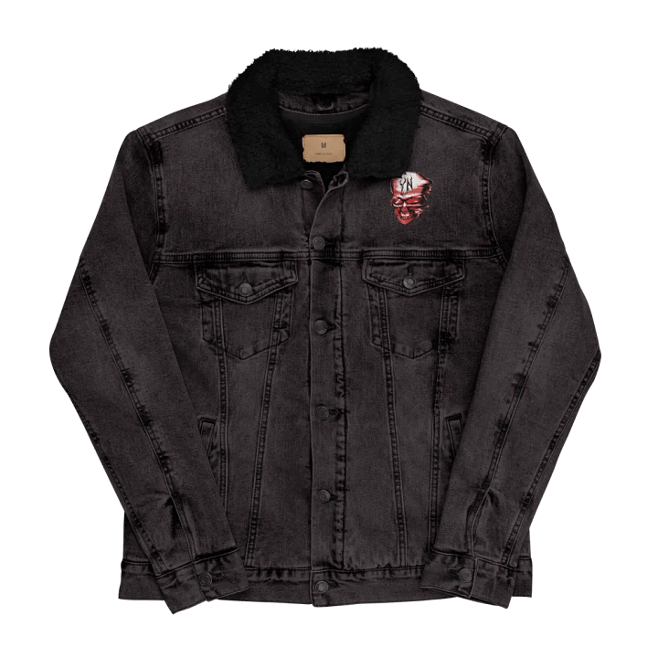YN skull Logo RED Denim Sherpa Jacket product image (1)