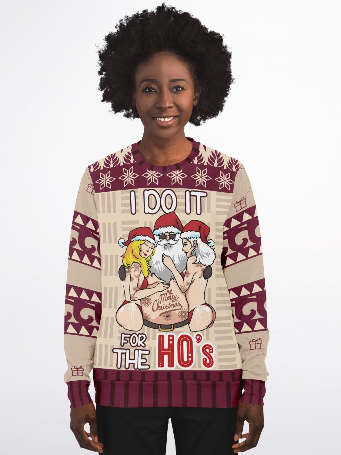 "I Do It for the Ho's" Naughty Christmas Sweatshirt | Funny Santa Graphic Holiday Sweater | Adult Humor Xmas Outfit product image (7)