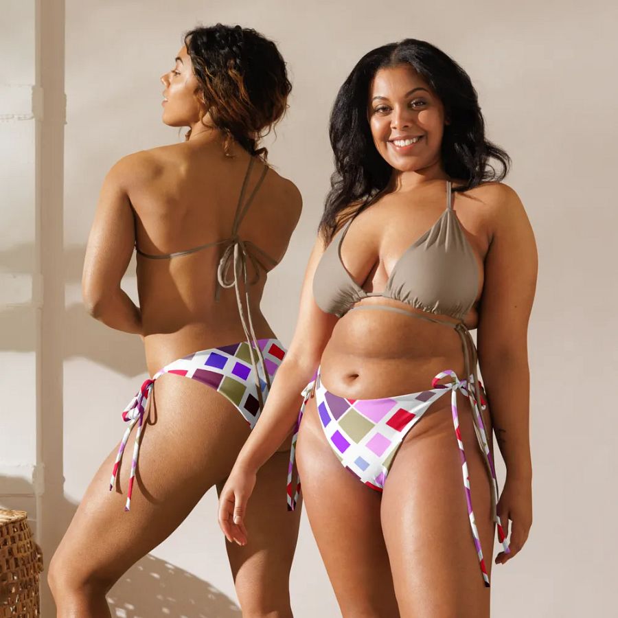 Colorful Square Pattern Design String Bikini Bottom - v3 product image (4)
