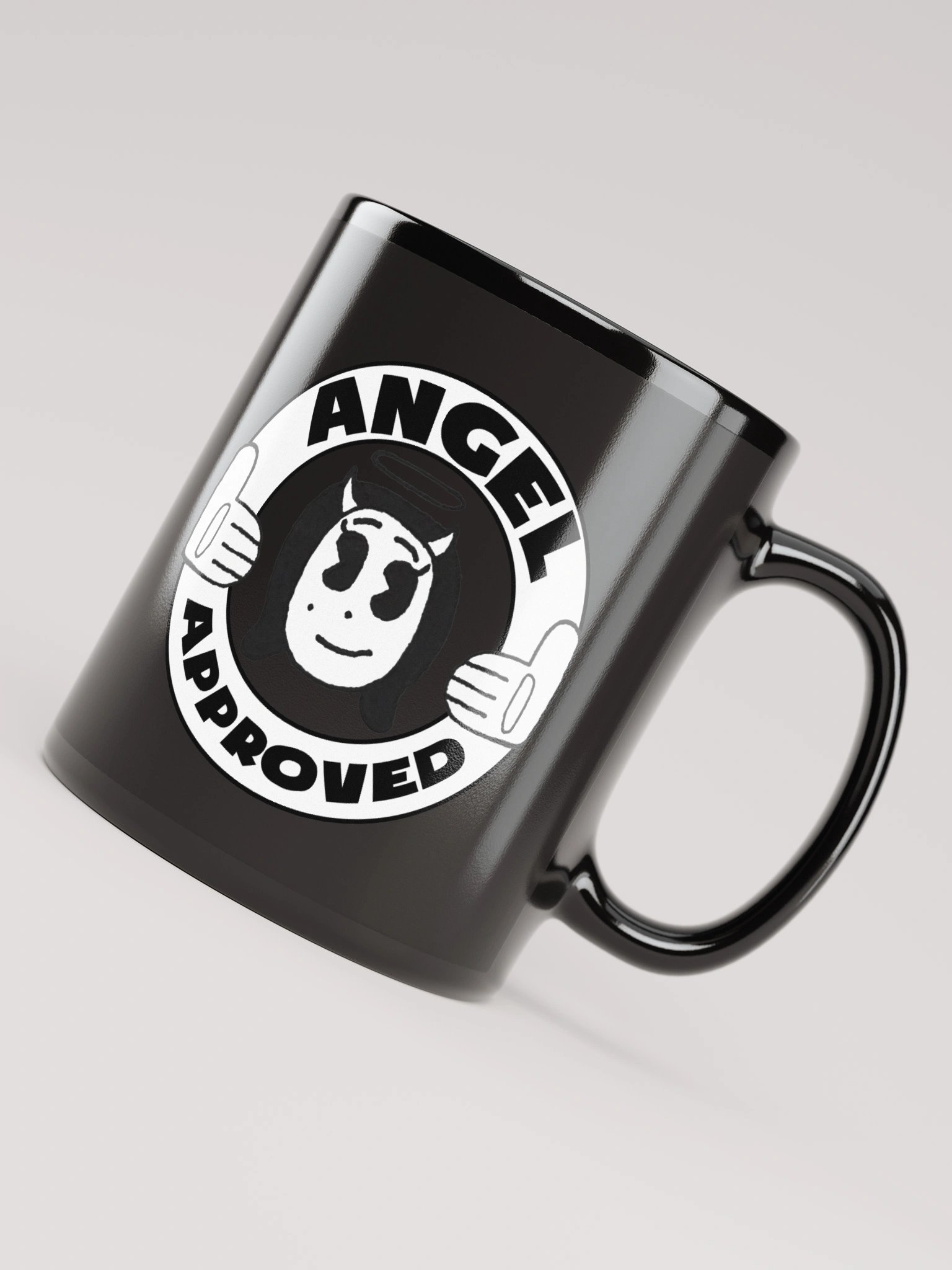 Angel Approved Black Glossy Mug product image (4)