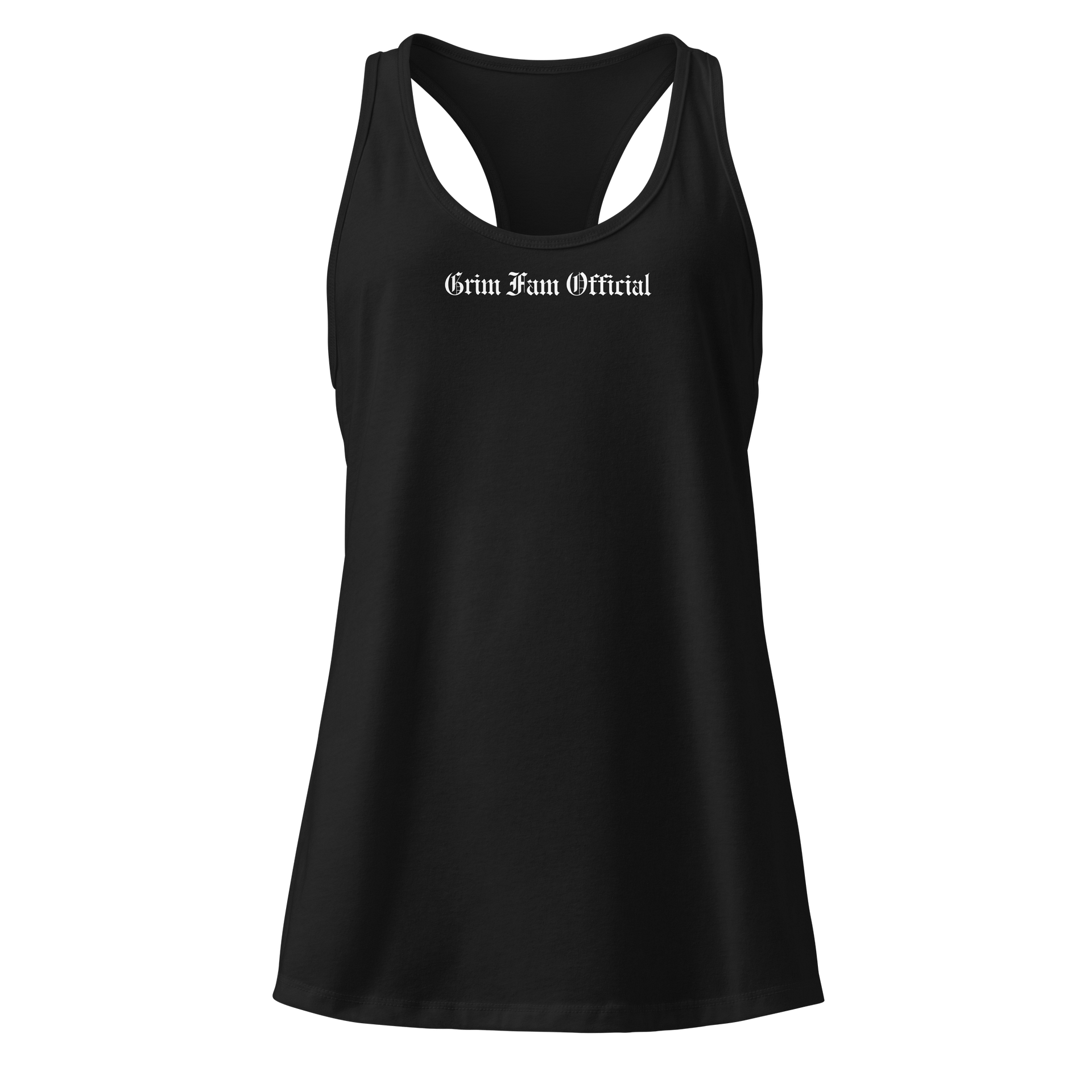 GRIMFAM OFFICIAL – WOMEN’S RACERBACK TANK TOP - #1 White Text product image (1)