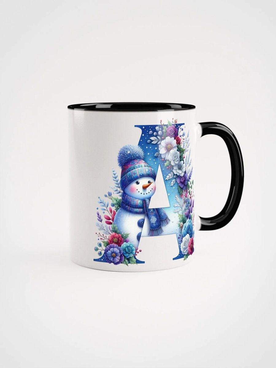 Letter A Christmas Winter Snowman red, white and blue Ceramic Mug product image (2)
