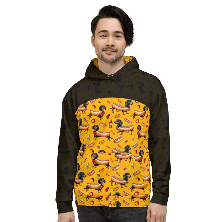 Dachshund Delight All-Over Hoodie (Obsidian) product image (2)