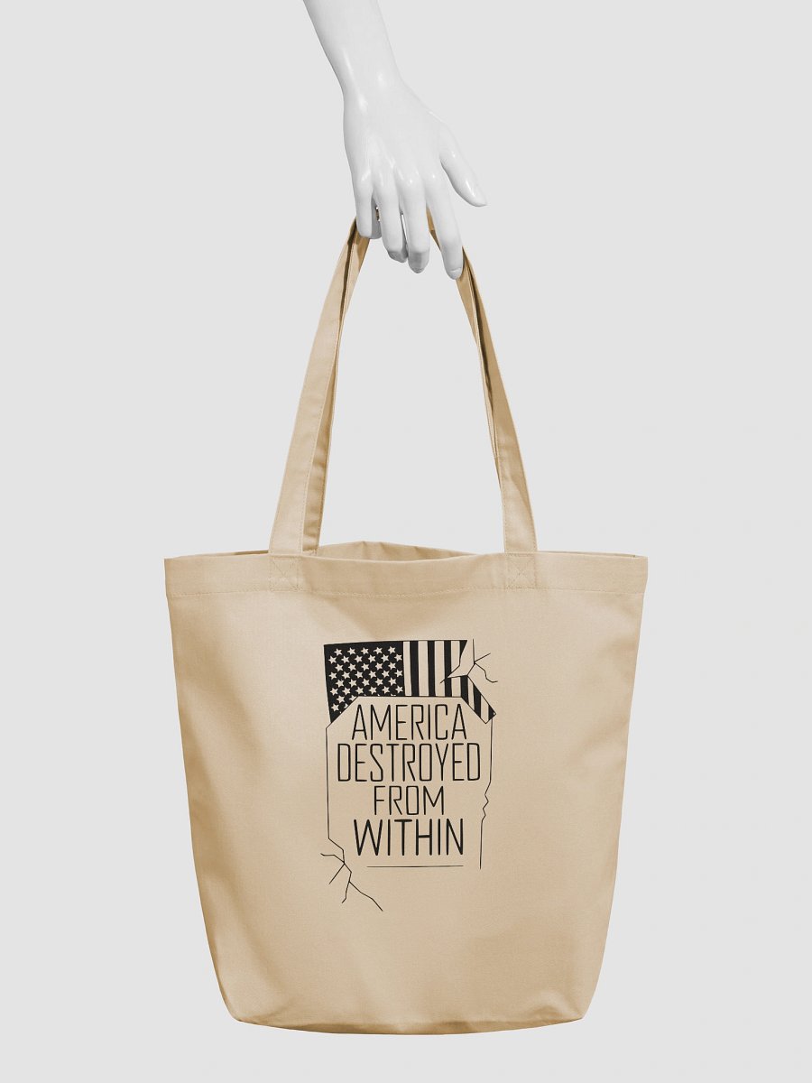 "America Destroyed From Within" Bold Statement Tote - Black Ink product image (3)