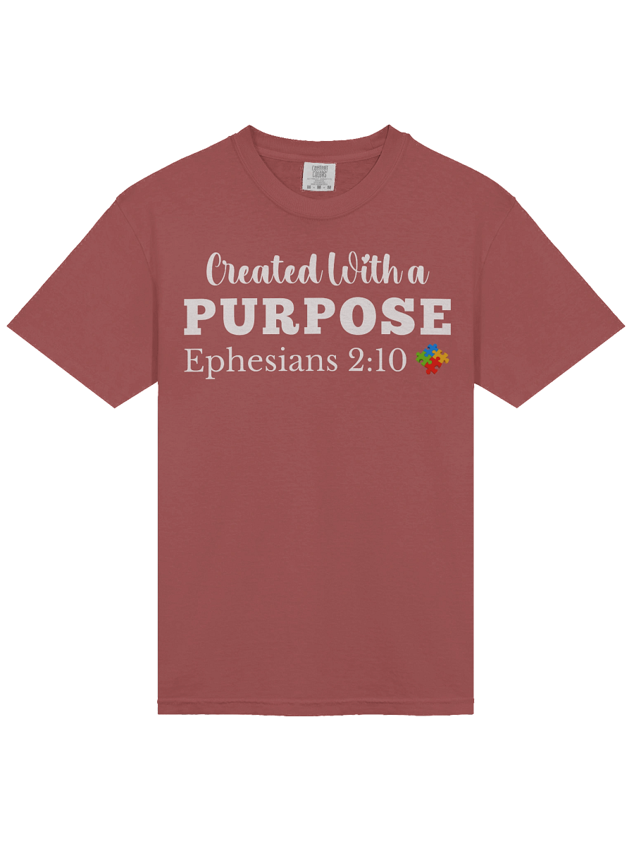 Created With A Purpose : Comfort Colors T-shirt | Christian Faith | Autism Acceptance I Gift To Mom, Dad, Child With Autism product image (2)