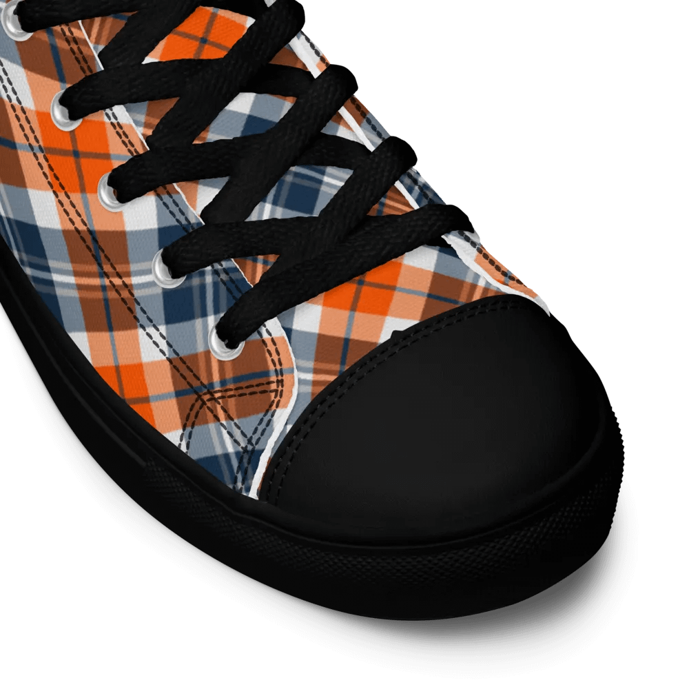 Orange and Blue Sporty Plaid Men's High Top Shoes product image (11)