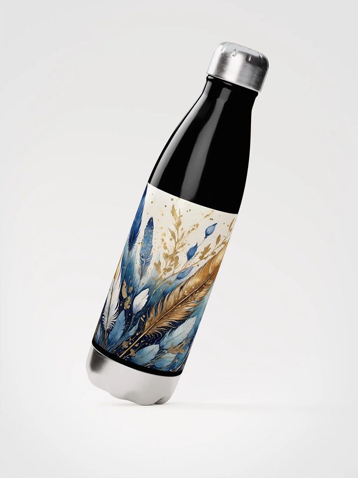 Watercolor Feathers Gold Dust Water Bottle product image (3)