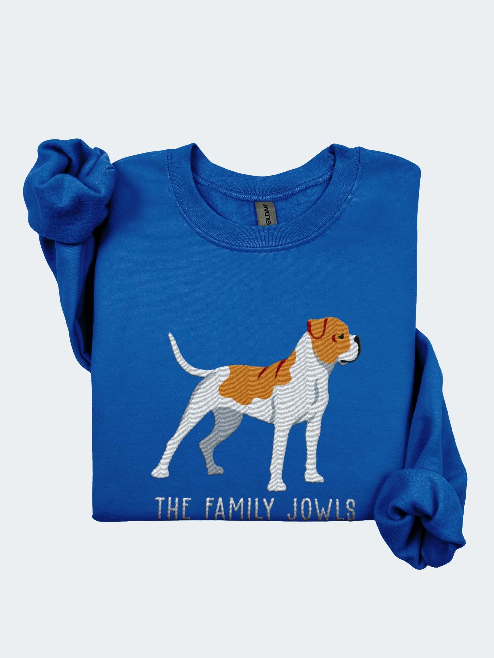 The Family Jowls Sweatshirt (Embroidered) of an American Bulldog(Tan & White) product image (1)