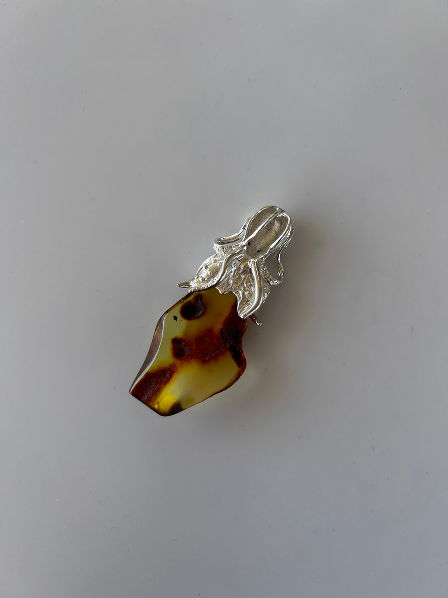 Baltic Amber 925 Sterling Silver Octopus Pendant product image (5)