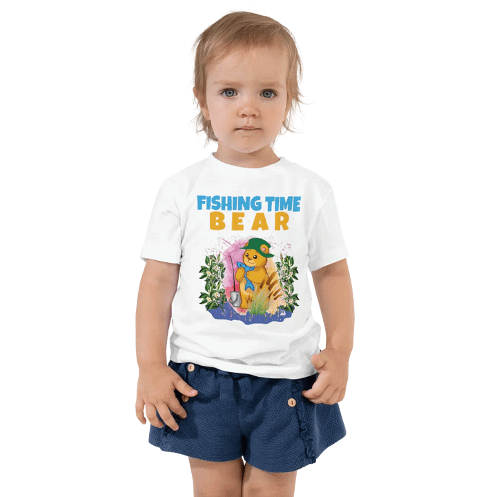 Bear Fishing Time Cute Colorful Funny Bella + Canvas Toddler T-Shirt – Funny Shirt & Gift for Kids product image (2)