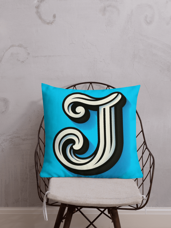 Jazzy Swirls Premium Pillow | Ai Design initial J product image (1)