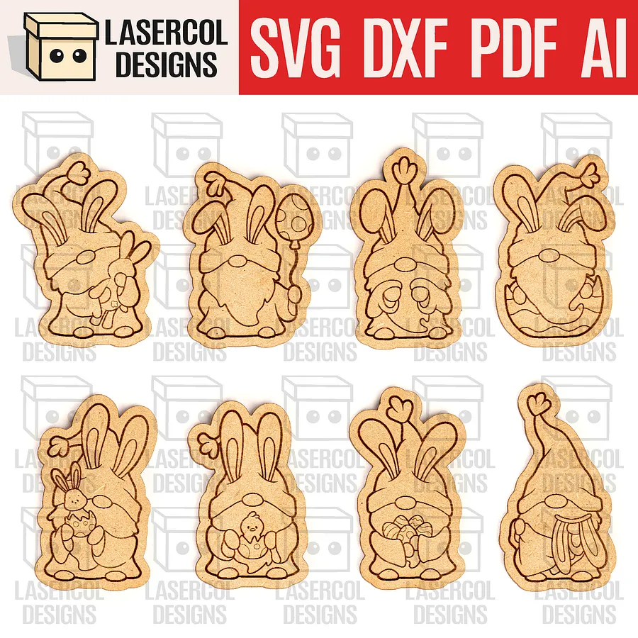 Easter Bunny Gnomes Set 2 - Laser Cut Files product image (1)