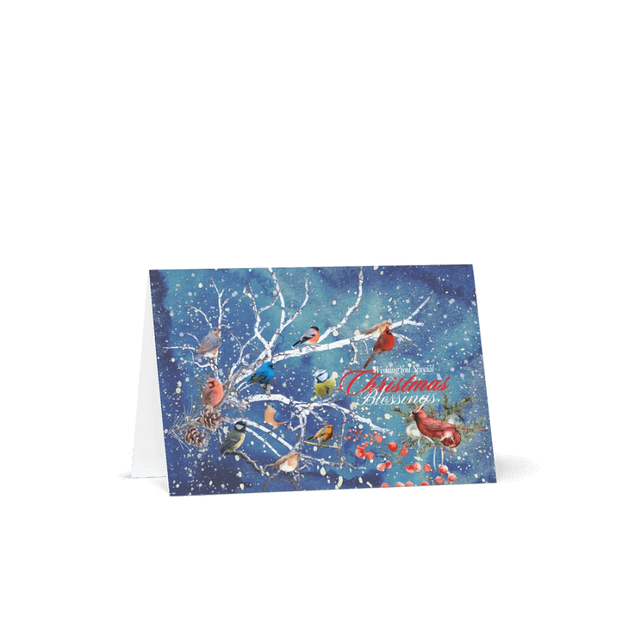 Festive Bird Wonderland Christmas Card family friends colleagues product image (1)