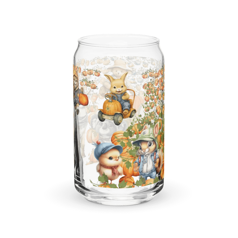 Witches Brew Coven: The Pumpkin Harvest Glass Can Tumbler | 16oz Fall-Themed Drinkware | Whimsical Animal Design product image (12)