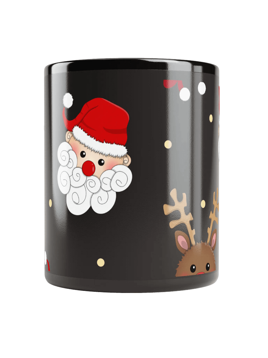 Festive Santa & Reindeer Black Glossy Mug product image (10)