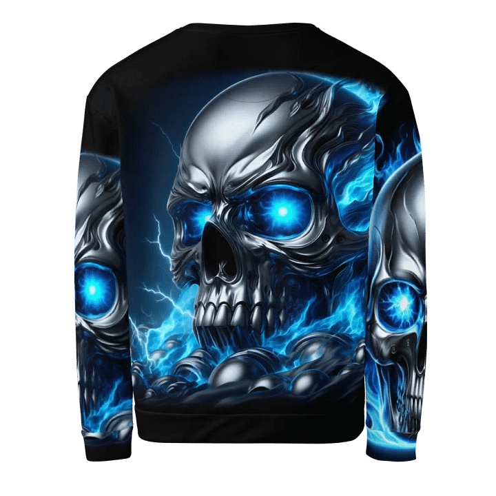 Silver Flame Skull All-Over - Unisex Sweatshirt #21 product image (2)