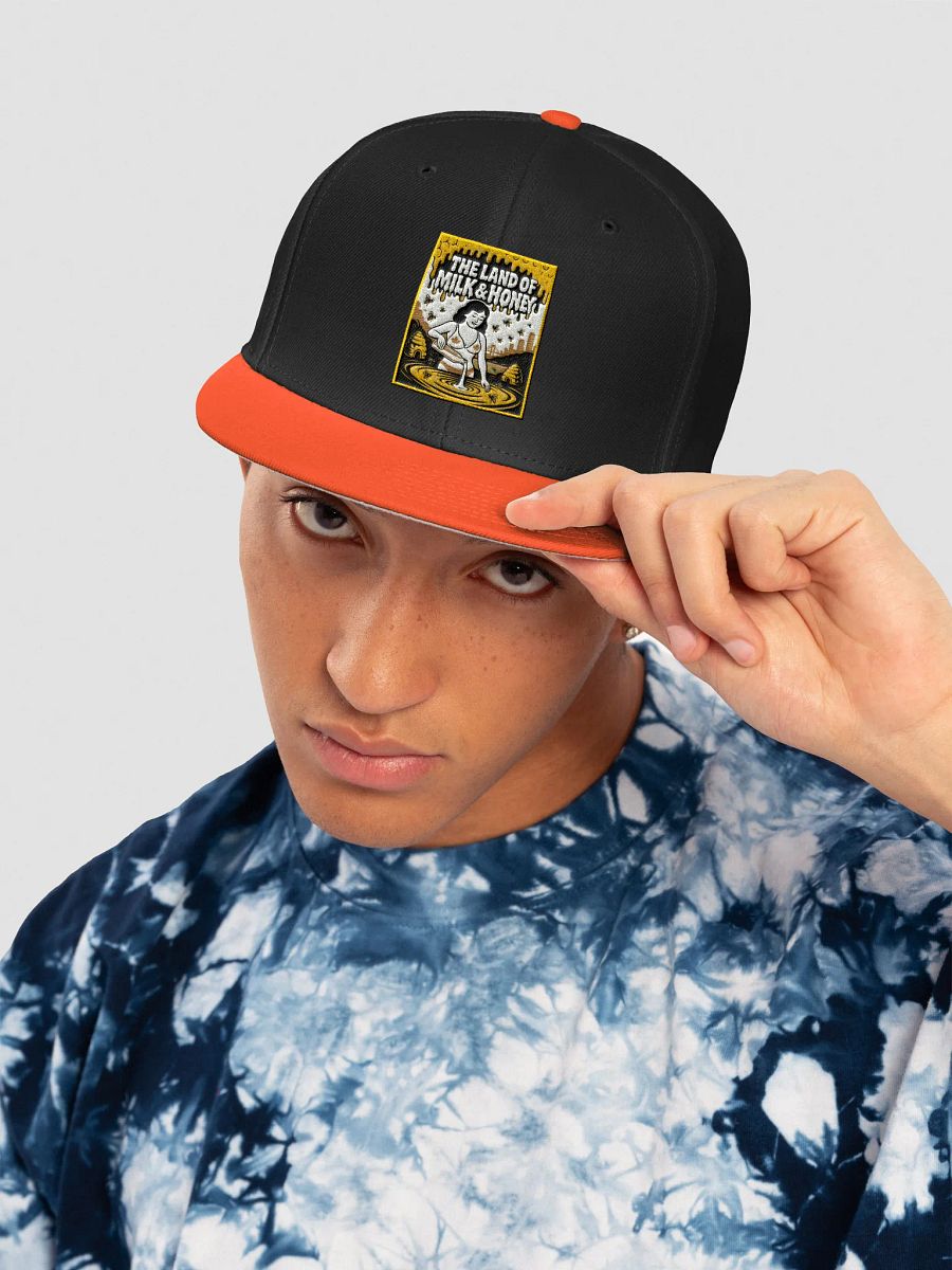 Orange "THE LAND OF MILK & HONEY" Snapback Cap product image (5)