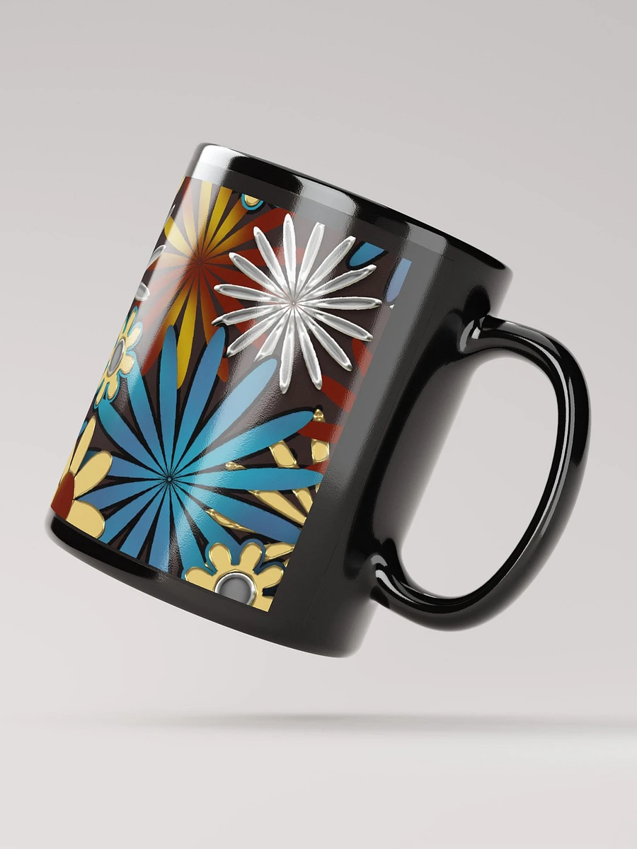 Blue and Silver Daisies Black Coffee Mug product image (4)