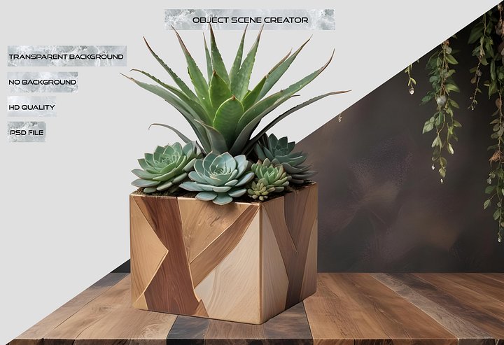 Earthly Symphony – Cube Succulent Vase PNG product image (2)