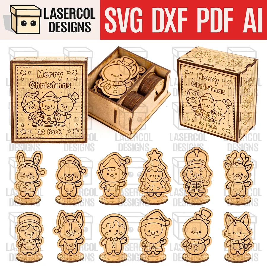 Christmas Characters Box - Laser Cut Files product image (1)