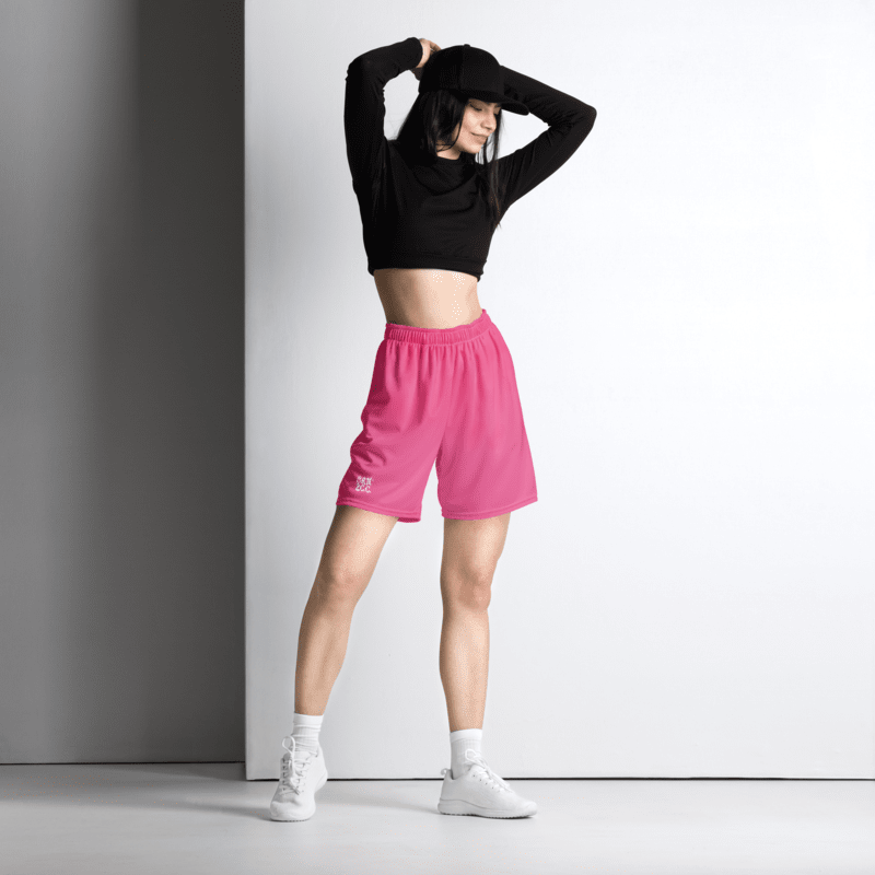 Women's | BRN.2C.C.™ Mesh Shorts | Coastal Cool Meets Sporty Style | Recycled Unisex Activewear 🌊🔥| White Logo on Brilliant Rose product image (1)