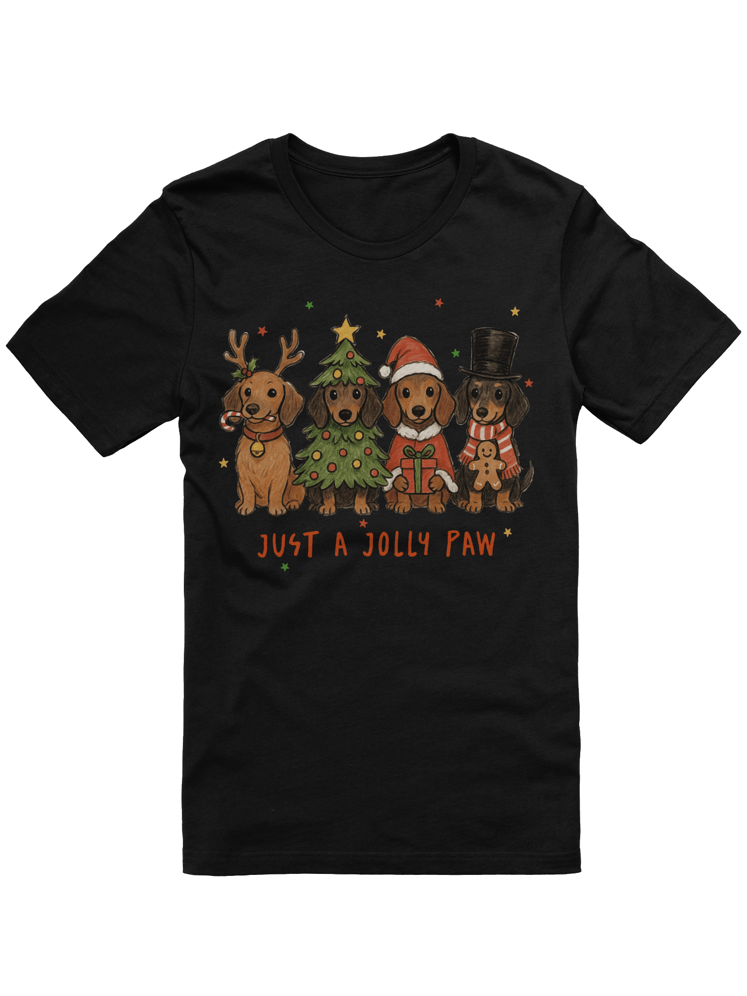 Just A Jolly Paw Dachshund Christmas T-Shirt – Cute Holiday Doxie Gift product image (1)
