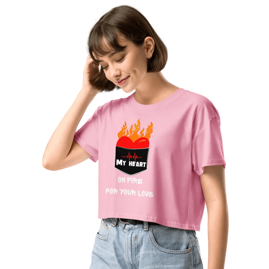 My heart on fire for your love crop top product image (1)