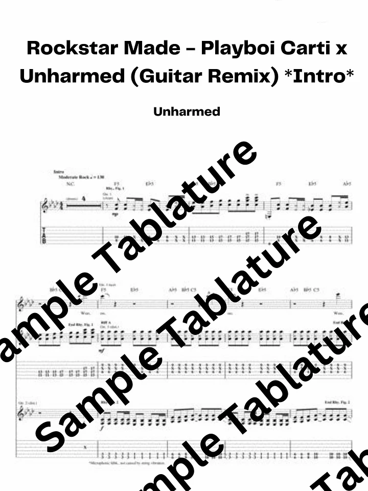 Rockstar Made - Playboi Carti x Unharmed x Thomas (INTRO ONLY) Guitar Tablature product image (1)